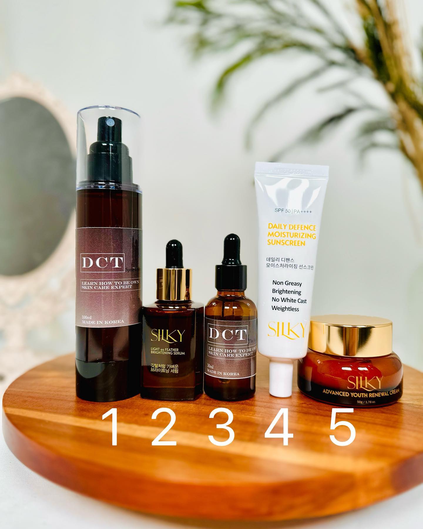 SILKY and DCT skincare products in the brand’s original collection photograph